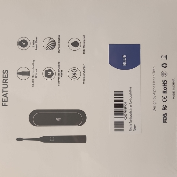 JTF Sonic Electric Toothbrush for Adults with 6 Brush Heads and Travel Case,Blue - Picture 3 of 3
